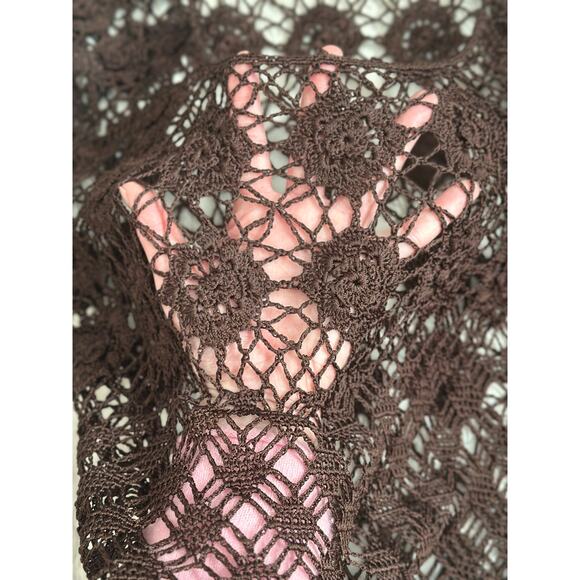 Y2K Vintage The Limited Womens Crochet Top M / L Brown Open Knit Boho Whimsigoth - Picture 6 of 8